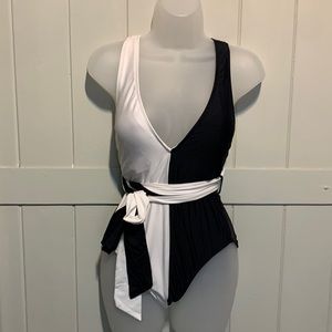 Time & Tru- Black And White One-Piece Swim Suit- Size Small- NWOT
